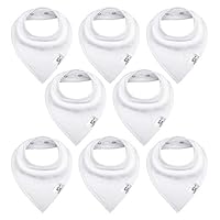 Bossy Sassy White Bandana Bibs for DIY Drawing Embroidery Printing to Decorate Baby Shower Party, 8 Pack Unisex Bibs for Newborn Baby Boys Girls - Baby Shower Gift Set