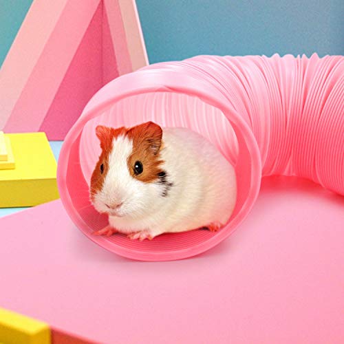 Small Animal Play Tunnel with 3 Pack Play Balls and Apple Sticks, Collapsible Plastic Guinea Pigs Tube, Fun Pet Tunnel Hideway for Guinea Pigs Chinchillas Rats and Dwarf Rabbits (OD-3.9inch)