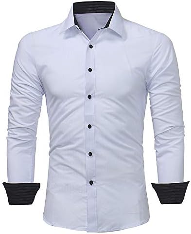 Barkoiesy - Camisa para hombre, diseño de rayas, a la moda, de manga larga, ajustada, camiseta informal para el día a día, camiseta sin costo blanco XXL: Amazon.es: Ropa y accesorios