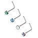 UNU Style 4 Pcs Stainless Steel Opal Set L Bend Nose Stud Rings