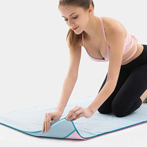DMASUN Yoga Silicone Yoga Towel, Sports Yoga, Traditional Yoga, hot Yoga, Pilates Perfect Choice, Unique Corner Bag Design (72"x26" Light Blue)