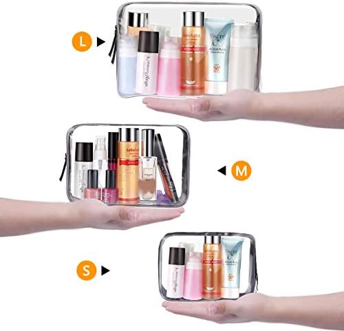 Benbilry Clear Travel Toiletry Bag with Zipper, 3PCS TSA Approved Waterproof PVC Travel Luggage Pouch Carry On Cosmetic Makeup Bag Set Handbag Beach Tote Bag for Women and Men 5 Benbilry Clear Travel Toiletry Bag with Zipper, 3PCS TSA Approved Waterproof PVC Travel Luggage Pouch Carry On Cosmetic Makeup Bag Set Handbag Beach Tote Bag for Women and Men
