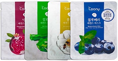 Coony Activated Real Nature Anti-Blackhead/Wrinkle Facial Peel Off Mask (Aloe, Bee Venom, Blueberry, Pomegranate ) 23Gm Each (Pack Of 4)