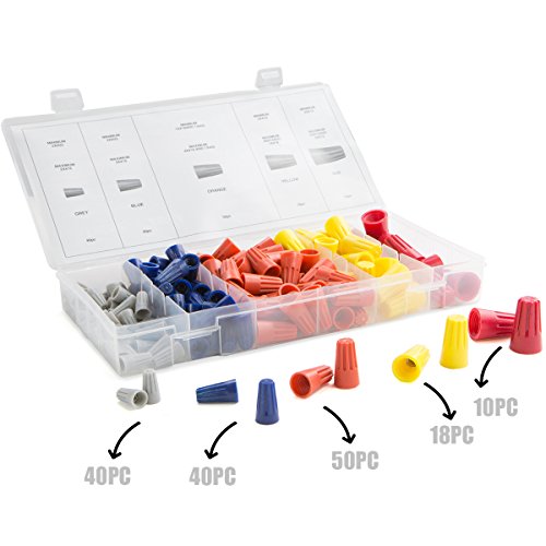 XtremepowerUS 158pc Electrical Wire Connection Screw Twist Connector Cap w/Spring Insert Assortment Kit