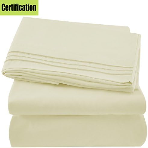 Bed Sheet Set - Brushed Microfiber 1800 Bedding 4 Piece 105 GSM -Wrinkle, Fade, Stain Resistant ,Hypoallergenic (Ivory White, Queen)