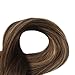Full Shine 20 Inch Remy Tape in Real Human Hair Extensions 2.5g/Pcs 50g Per Pack Color #4 Fading to #27 and #14 Highlighted With Color #4 Balayage Ombre Tape Extensions