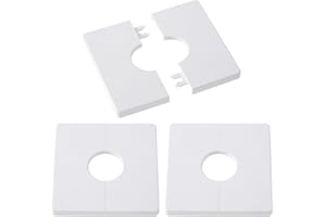Pndeyo Escutcheon Plate Wall Split Flange 3pcs, 28mm/1.1inch Pipe Cover White ABS Plumbing Wall Cover Plates, Self-Adhesive Wall-mounted Kitchen Water Pipe Cover Toilet Flange Cover
