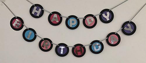 Pinfliers Disco Theme Paper Birthday Banner, 13 Pieces, Black, Blue, Purple, Pink, Silver, 71.5 inches in Length