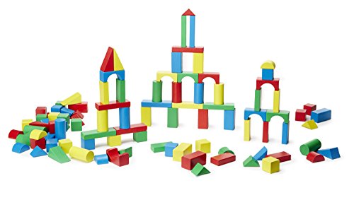 Melissa & Doug 100 Wooden Building Blocks with Storage Box
