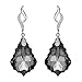 EleQueen 925 Sterling Silver CZ Baroque Drop Leaf Dangle Earrings Grey-Black Made with Austrian Crystal