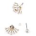 1Pair Women Lovely Crystal Earrings Pearl Ear Stud Front and Back Earbob