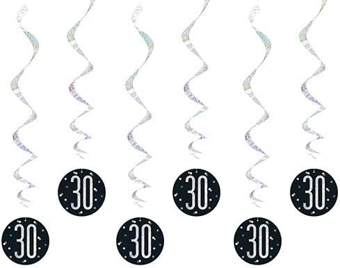 Unique 83785 Black Prismatic 30th Birthday Hanging Decorations,32" 6 Pcs, Age 30 - Image 3