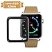 Apple Watch 42mm Screen Protector, Amoner iWatch Tempered Glass Screen Film [Full Coverage][2.5D Curved Edge] for 42mm iWatch Series 3/2/1 （Black）