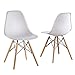 Mid Century Modern Style White armless PP Plastic Chair Set of 2 Side Chair with Beech Wood Leg for Kitchen, Office，Dining, Coffee Shop,Living Room to Easy Assemble and Clean(White【PP 2pcs】)