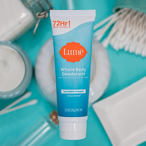 Lume Whole Body Deodorant Invisible Cream Tube 72 Hour Odor Control
