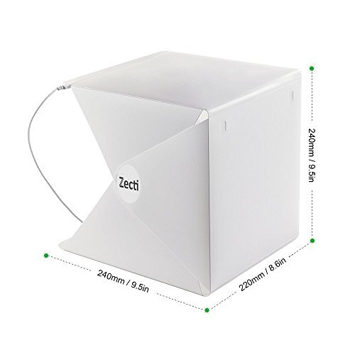 Zecti Mini Studio Photo avec LED Tente cube pliable 24x22x24cm Studio Photo avec 2 Fonds(Blanc,Noir)