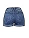 Cielo Women's Butt Lifting Denim Color Mini Shorts (Medium, SH-100 Med Blue )