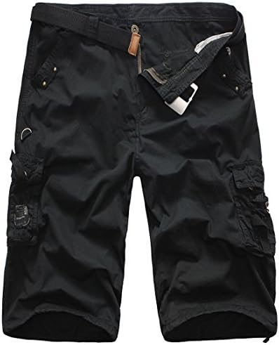 Men's Cargo Shorts Relaxed Fit with Multi Pockets (34, Black)