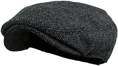 JANGOUL Men Wool Blend 8 Panel Newsboy Cap Tweed Cabbie Hat Snap