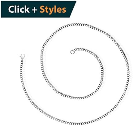 Stainless Steel Box Chain/Necklace for Women,Men,Girls [Super Bright and Strength] High Polished (Silver Tone, 17in) Keep color forever. and Free Velvet Pouch.