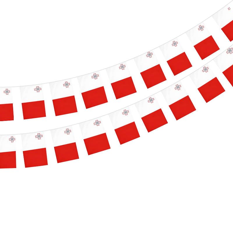 Malta Flag 40 Pieces Malta Flag Malta Garland 11.4M Malta Bunting National Flag Flags 14 x 21 cm for Bar Decorations