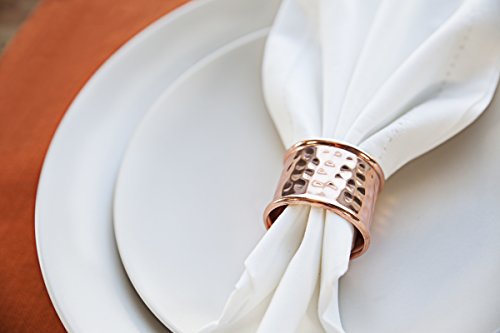 Alchemade Round Hammered Copper Napkin Rings (Set of 4) - by