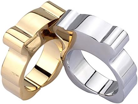 Teddy Bear Stainless Steel Ring for Girl,2pcs, 18k Gold Plated and Silver (7)
