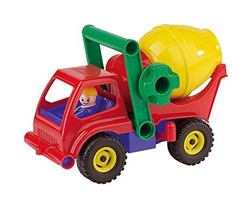 Lena 04353 - Aktive concrete mixer truck, construction vehicle approx. 28 cm, with mixing drum and play figure, concrete mixer play set for children from 2 years