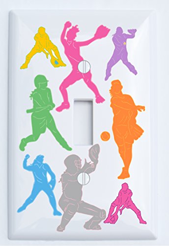 Girls Softball Light Switch Plate/Single Toggle/Softball Room Decor (Single Toggle Switch Plate)