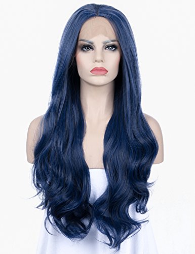 K'ryssma Long Wavy Blue Synthetic Lace Front Wig