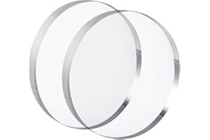 CiaoHER 1in Thickness 8in Diameter Acrylic Disc Display Block Clear Polished Round Pedestal Stand Riser 8" x 8" x 1", 2 Pack