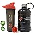 Half Gallon Water Bottle 64oz + 24oz Protein Shaker Bottle & Mixing Ball For Indoor/Outdoor Workouts, BPA & DEHP Free, Leak and Spill Proof, Sports Bottle, Large Jug 1.89L, For Gym Hiking Bodybuilding