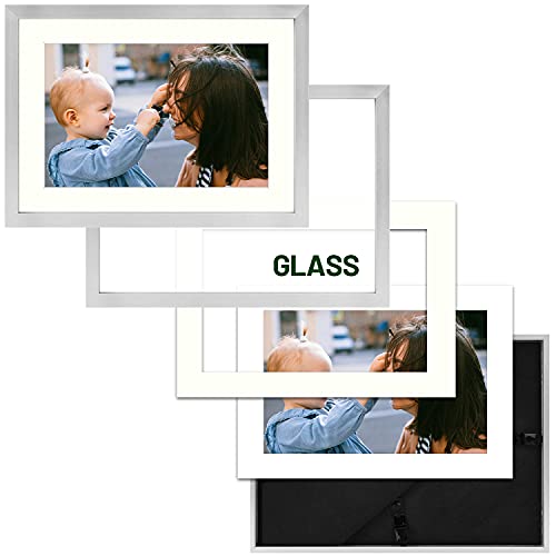 Frametory, Aluminum Frames with Ivory Mats for Pictures/Photos Table