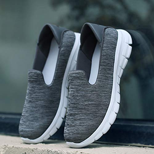 Dressin Womens Fashion Casual Solid Sport Breathable Lightweight Slip On Shoes Sneakers Dark Gray - Thumbnail 3