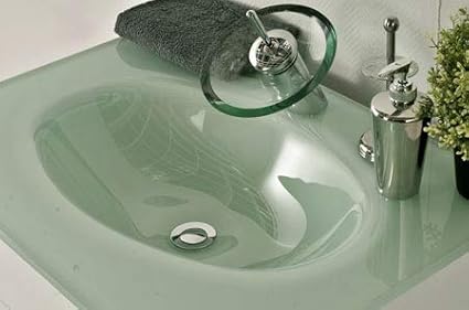 SAM Milchglasbecken Santana, 70 cm, Waschbecken oval, grünes Glas