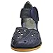 Cunzhai Women's Genuine Leather Round Toe Ankle Strap Velcro Closure Hollow out Low Block Heel Sandals