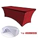 ABCCANOPY 6 ft Spandex Table Cover Open Back Fitted Tablecloth Stretch Washable Tablecover Table Topper for Rectangle Tables Red