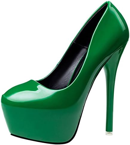 PerfectAZ Fashion Shallow Mouth Ultra-High Fine Solid Color Nightclub Street Party Sexy Simple Thin Waterproof Platform Sheet Women's Shoes £¨5 B£¨M)US£¬Green£