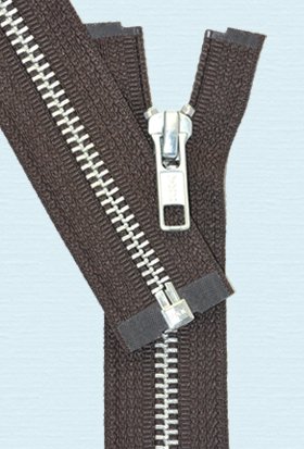 28" Jacket Zipper, YKK #5 Aluminum Metal ~ Medium Weight ~ Separating ~ 570 Brown (1 Zipper/pack)