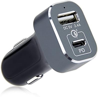 ANOTEK Car Charger with Usb-c PD Fast Charge for iPhone X/8/8Plus and USB 5V 2.4A for Mobiles