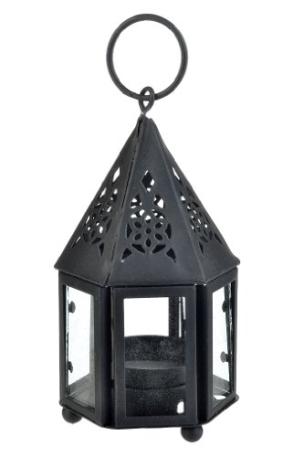 Fantado 4.75" Black Hampi Hurricane Candle Lantern by PaperLanternStore