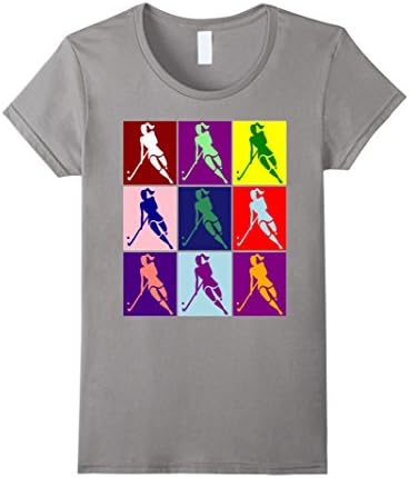 Women's Field Hockey Andy Warhol Style Pop Art T-shirt Small Slate