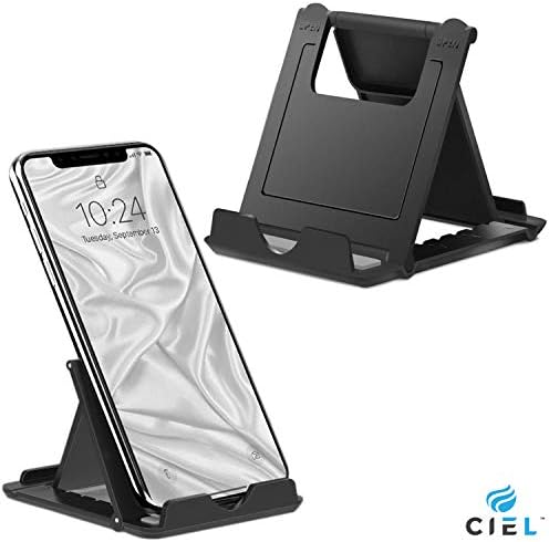 CIEL Adjustable/multi-angle fold-able dock with anti-slip base up to 1 cm thickness hands-free desktop cradle for home and offices for Mobile, tablet, Kindle (Black)
