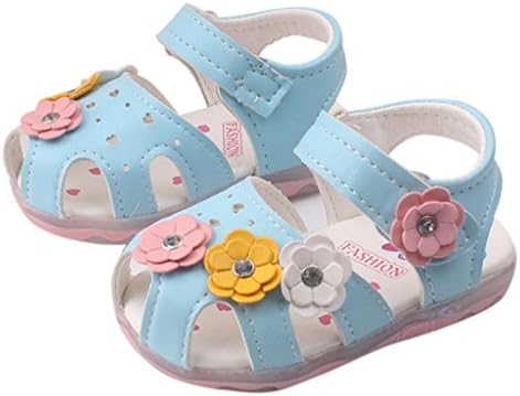 Gloous Toddler New Flowers Girls Sandals Lighted Soft-Soled Princess Baby Shoes