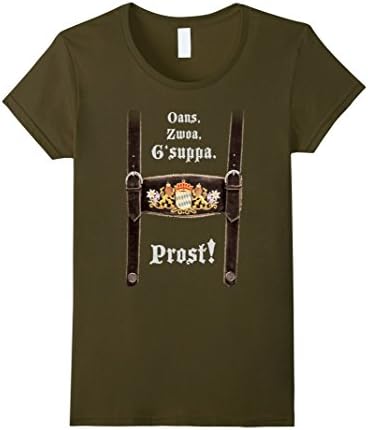 Womens octoberfest retro costume lederhosn drink humor T-Shirt XL Olive