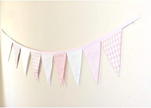 Fabric Garland, Flag Garland, Wall Decoration, Nursery Banner, Baby Girl Decor, Pink Stars Bunting