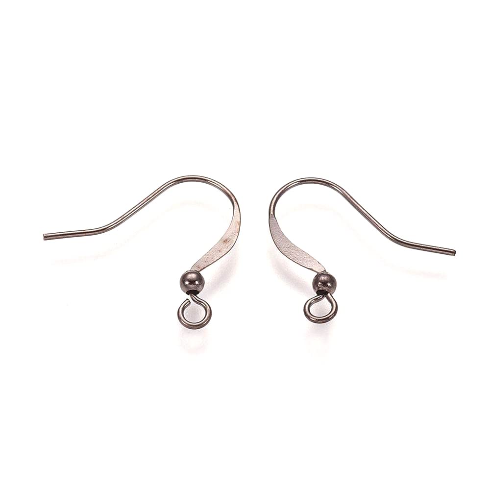 25 Pairs of Earring Hooks Fish Hooks Ear Feathers with Ball 15 mm 50 Pieces Earring Hooks for Jewellery Making Crafts Jewellery (Dark Silver)