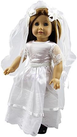 ZITA Doll Clothes -Princess Wedding White Dress + Veil Fits American Girl Doll, My Life Doll, Our Generation and other 18 inch Dolls by ZITA