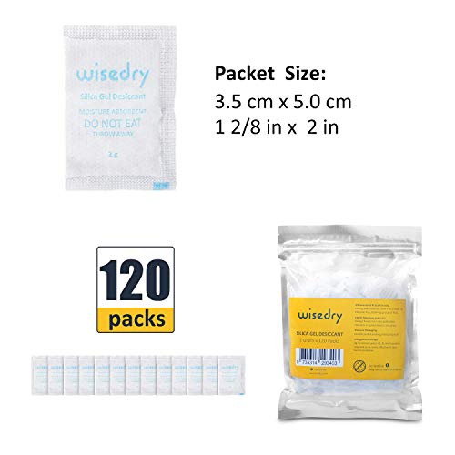 2 Gram [120 Packs] wisedry Small Silica Gel Packets Desiccants with Indicating Beads for Food Storage Moisture Absorbers Bags for Storage Food Grade - Thumbnail 4
