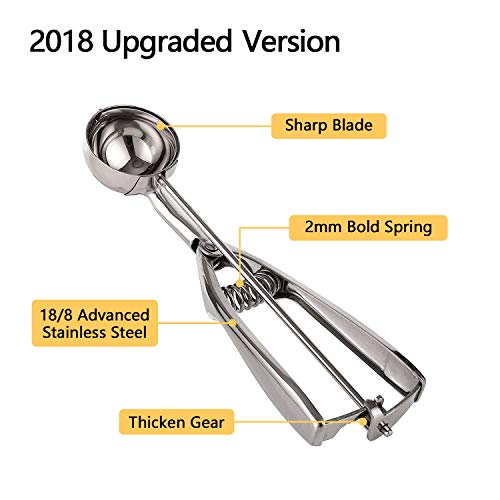 Cookie Scoop, JLPOW Heavy Duty Premium 18/8 Stainless Steel Cookie Scooper for Baking, Durable Melon Baller, Mini Cupcake Scoop, 1.5 Tablespoon, Gift for Halloween, Christmas, Kids, Friends (Medium)